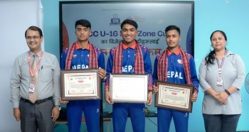 यू–१६ विजेता खेलाडीलाई एसपीएको सम्मान